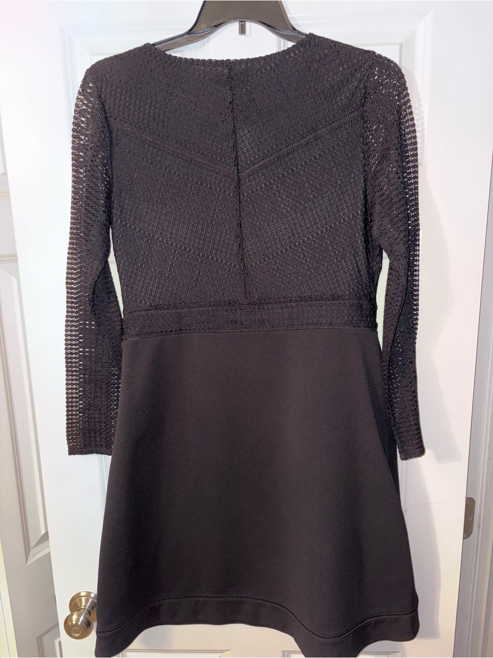 Banana Republic Black Long-Sleeve Knit A-Line Dress